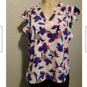 *SALE* Halogen Ruffled Sleeveless Floral Blouse Size S
